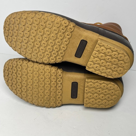 L.L. Bean Duck Boots Mens Size 11 Waterproof Brown Leather Maine Hunting Shoe - Picture 5 of 10